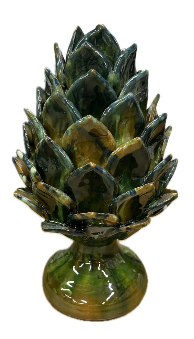 Carciofo decoro Kaleido verde bosco Produzione artigianale Santo Stefano di Camastra h.30cm