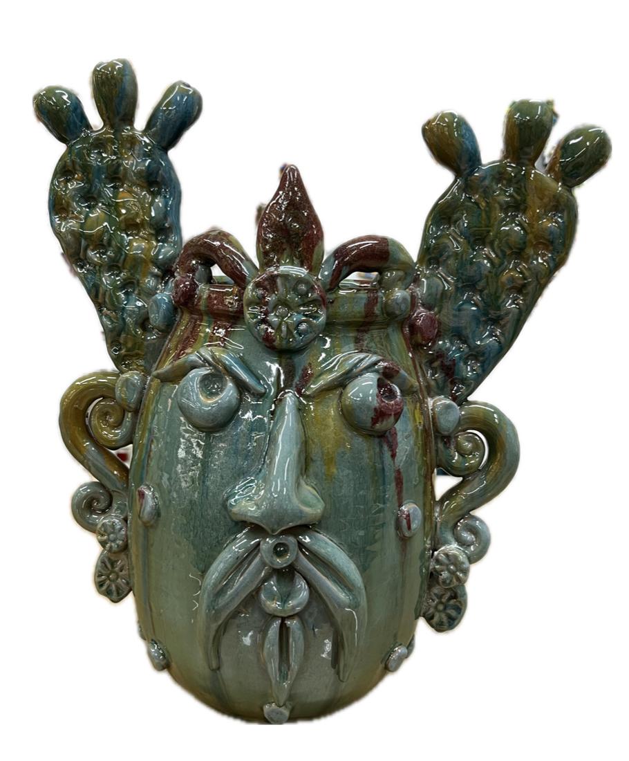 Testa decoro kaleido Produzione artigianale Santo Stefano di Camastra H 37cm