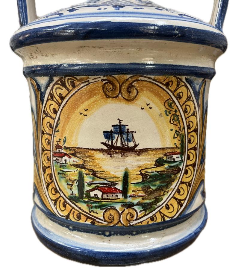 Vaso con manici decorato Produzione artigianale di Caltagirone H 25cm
