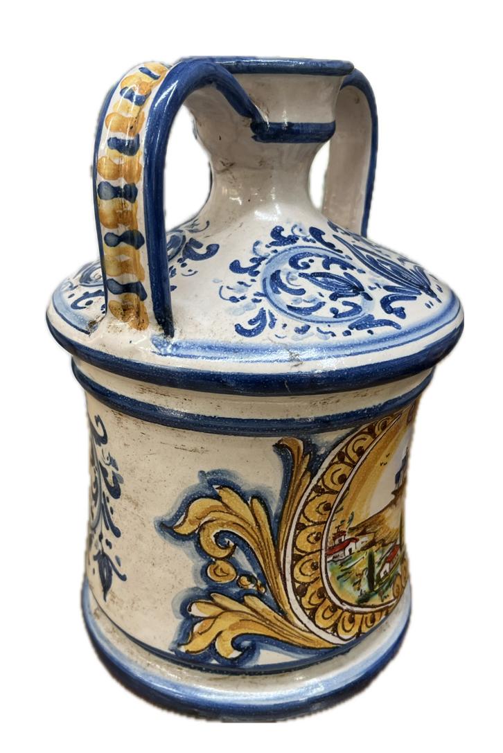 Vaso con manici decorato Produzione artigianale di Caltagirone H 25cm