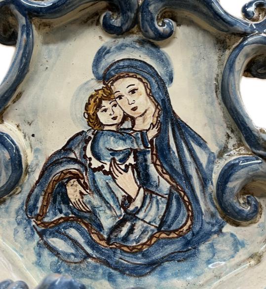 Acqua Santiera decorata Produzione artigianale di Caltagirone H 25cm