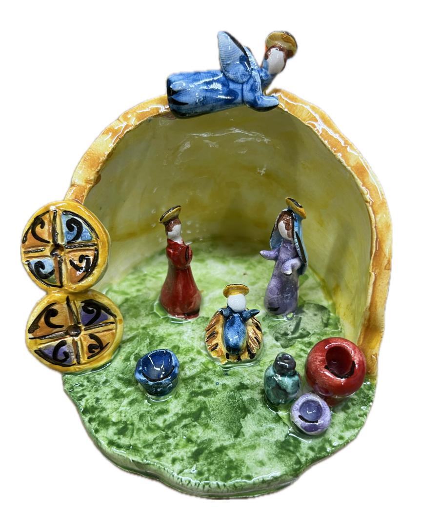 Presepe in ceramica Produzione artigianale di Caltagirone H 9cm