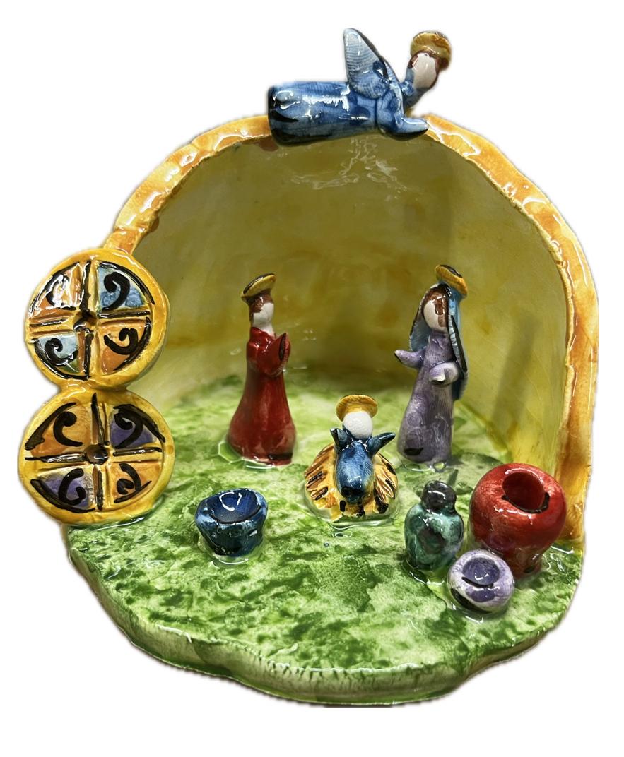 Presepe in ceramica Produzione artigianale di Caltagirone H 9cm