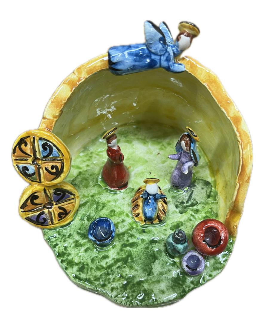 Presepe in ceramica Produzione artigianale di Caltagirone H 9cm