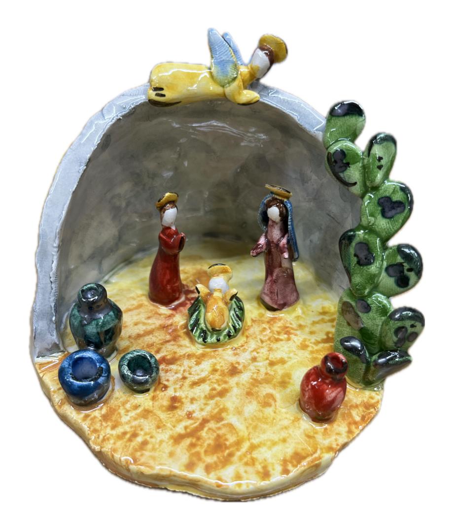 Presepe in ceramica Produzione artigianale di Caltagirone H 9cm