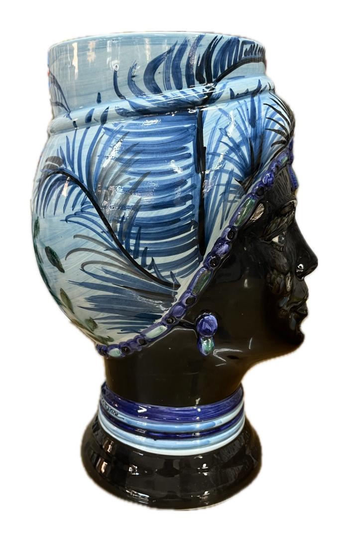 Teste di moro design moderne con nero lucido Produzione artigianale di Caltagirone H 32cm