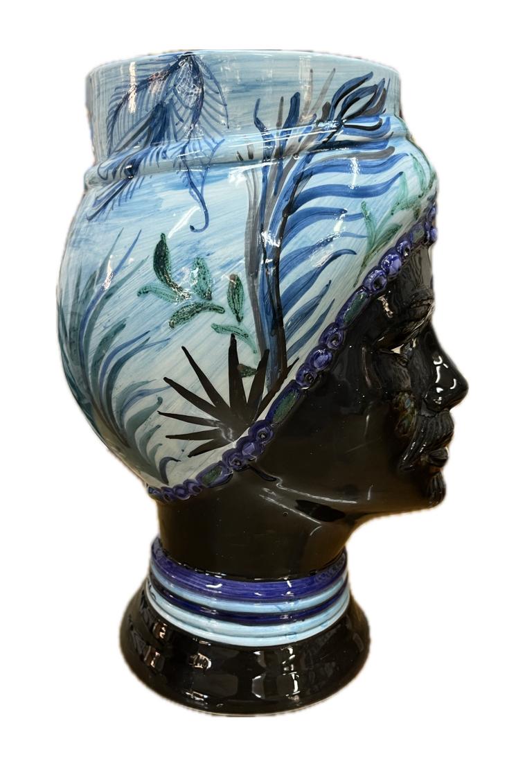 Teste di moro design moderne con nero lucido Produzione artigianale di Caltagirone H 32cm