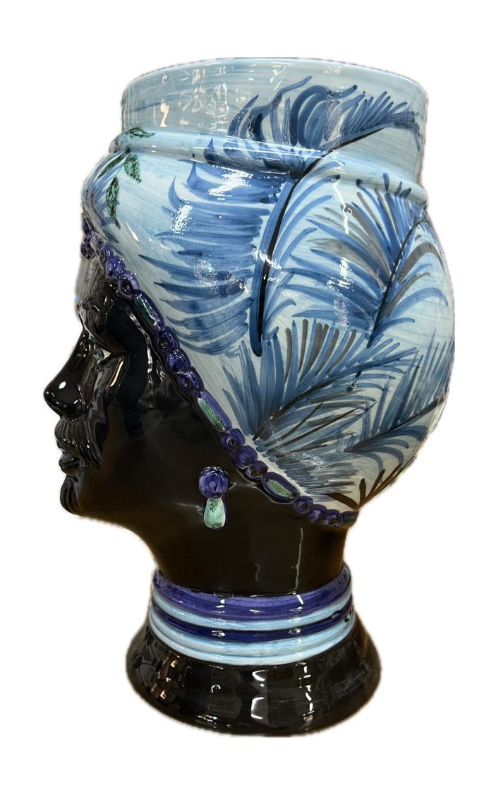 Teste di moro design moderne con nero lucido Produzione artigianale di Caltagirone H 32cm