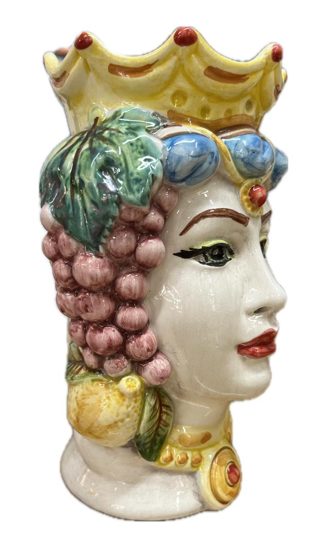 Teste di moro con frutta Produzione artigianale di Caltagirone h.18cm