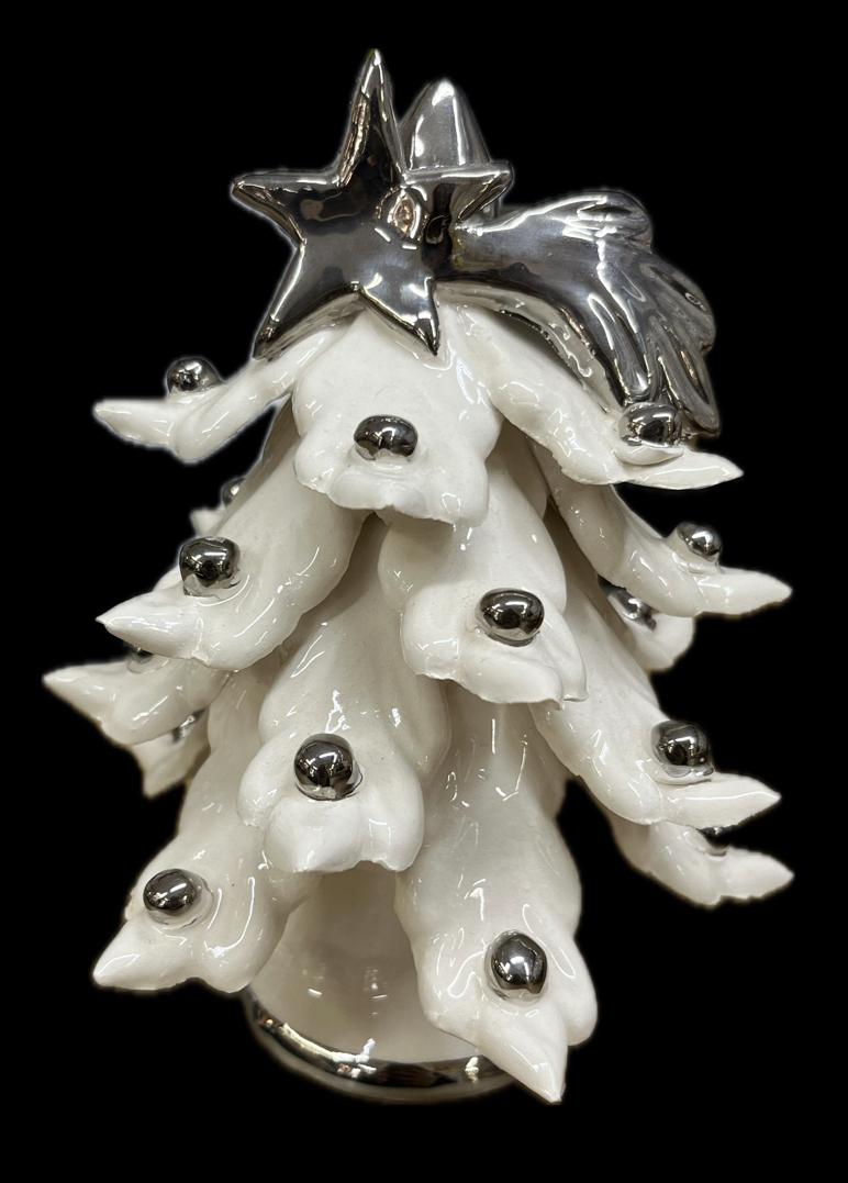 Albero in ceramica con decori in platino Produzione artigianale di Caltagirone H 15cm
