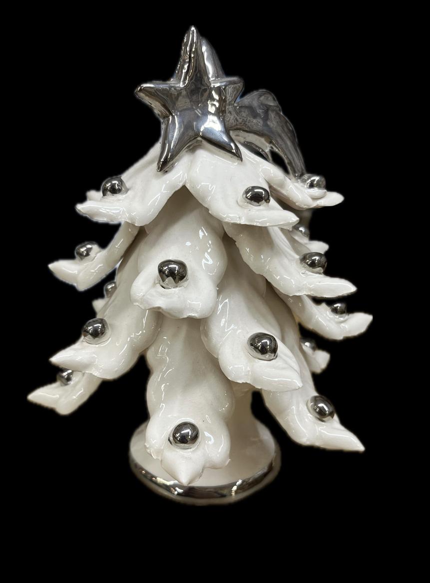 Albero in ceramica con decori in platino Produzione artigianale di Caltagirone H 15cm
