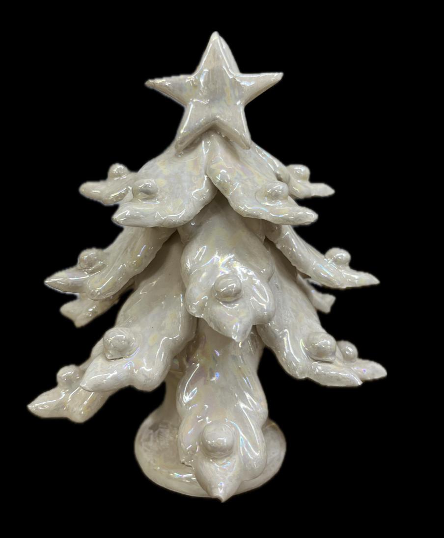 Albero di Natale in ceramica con madreperla Produzione artigianale di Caltagirone h.18/19 cm