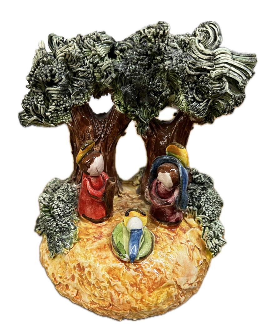 Presepe in ceramica rustico Produzione artigianale di Caltagirone  h.15
