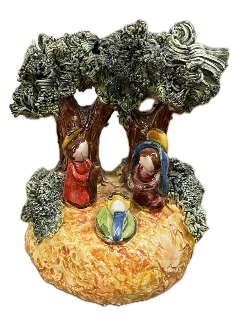 Presepe in ceramica rustico Produzione artigianale di Caltagirone  h.15