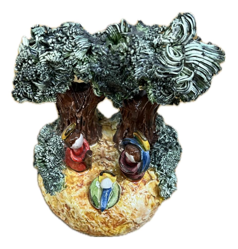 Presepe in ceramica rustico Produzione artigianale di Caltagirone  h.15