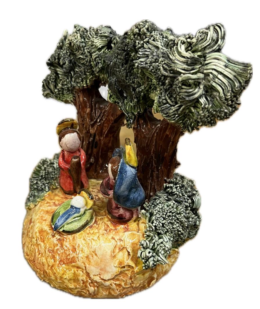 Presepe in ceramica rustico Produzione artigianale di Caltagirone  h.15