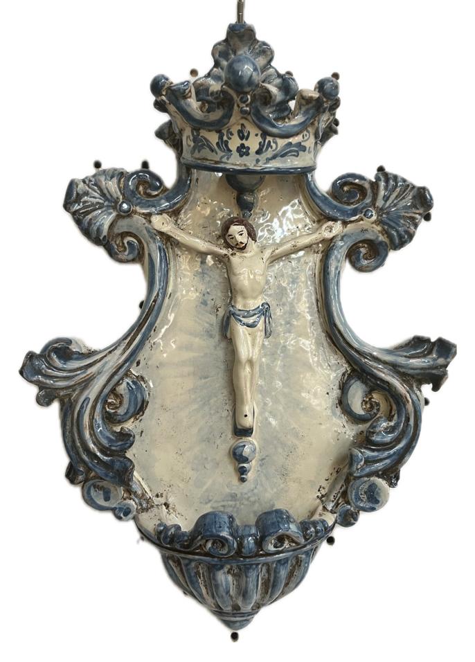 Acqua Santiera decorata Produzione artigianale di Caltagirone H 30cm