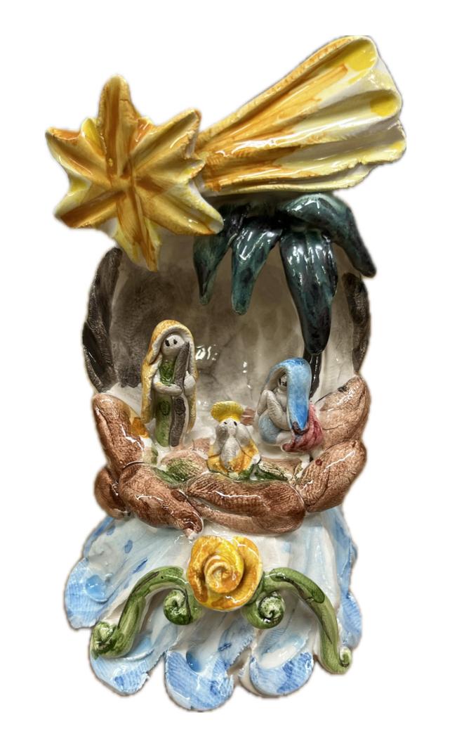 Presepe in ceramica siciliana natività Produzione artigianale di Caltagirone h.10cm