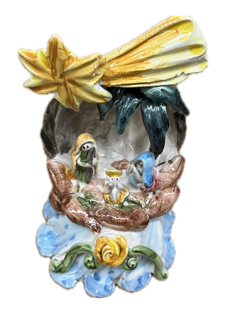 Presepe in ceramica siciliana natività Produzione artigianale di Caltagirone h.10cm