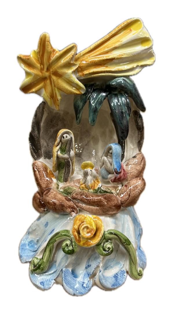 Presepe in ceramica siciliana natività Produzione artigianale di Caltagirone h.10cm