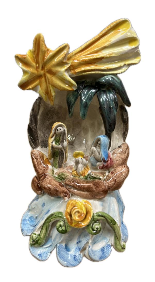 Presepe in ceramica siciliana natività Produzione artigianale di Caltagirone h.10cm