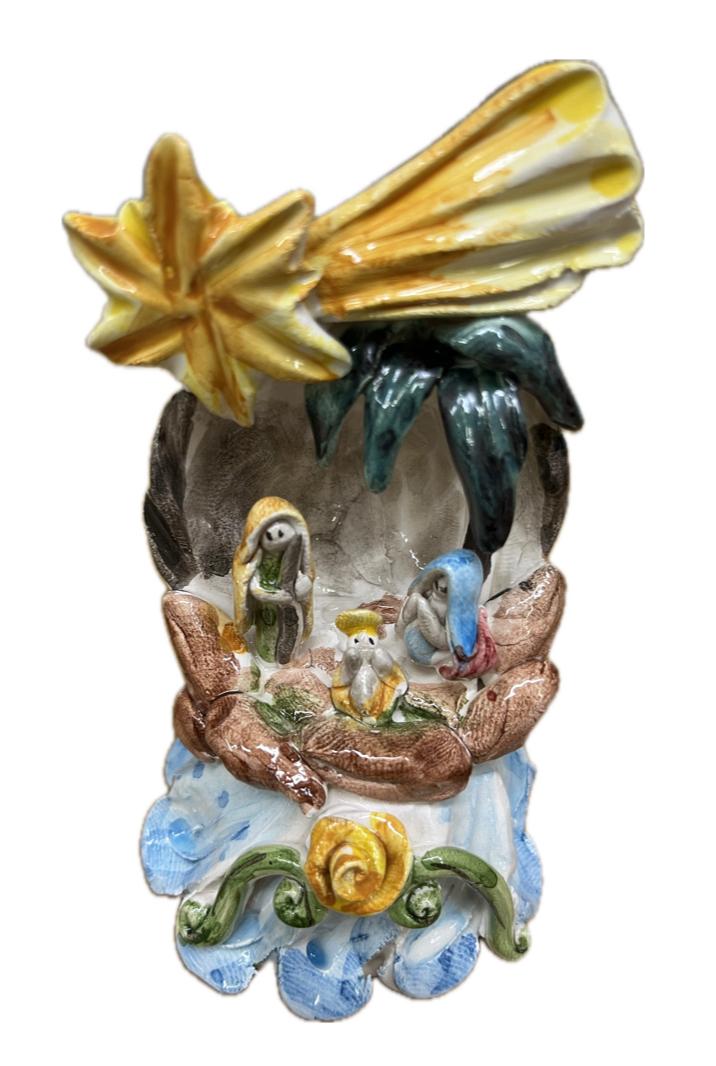 Presepe in ceramica siciliana natività Produzione artigianale di Caltagirone h.10cm