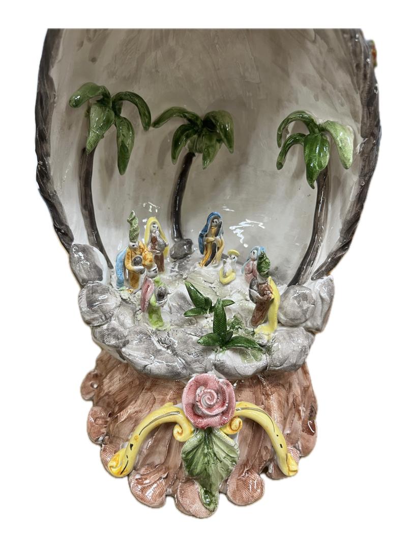 Presepe in ceramica Produzione artigianale di Caltagirone H 28cm