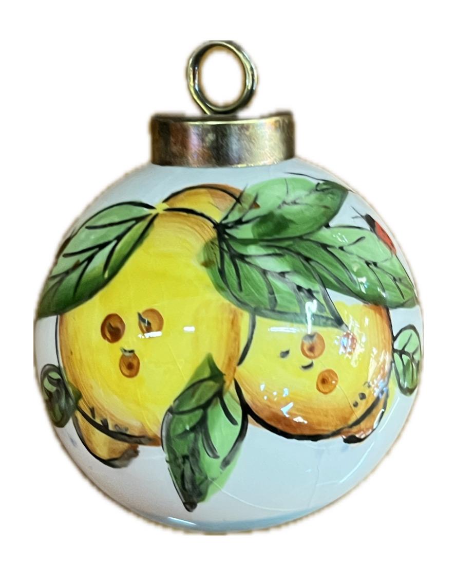 Pallina di natale in ceramica con limoni Produzione di Sorrento Diametro 6cm