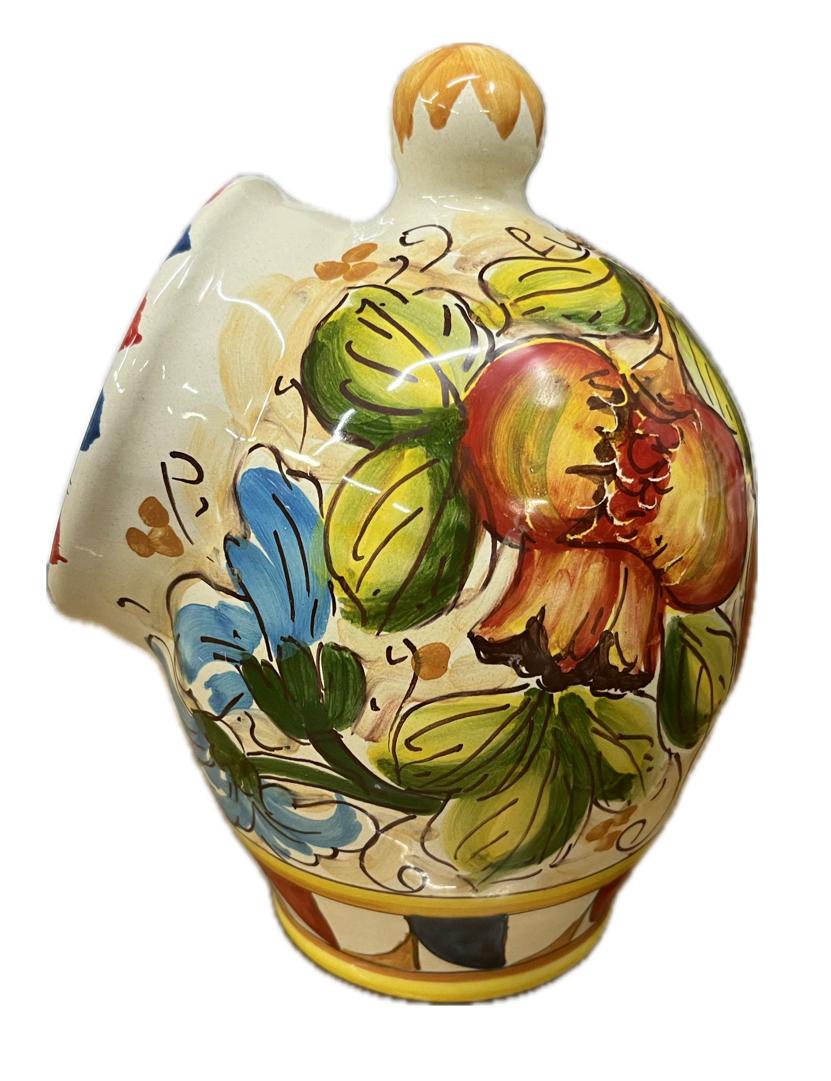 Saliera a salvadanaio in ceramica siciliana con melograni Produzione artigianale di Caltagirone H 20cm