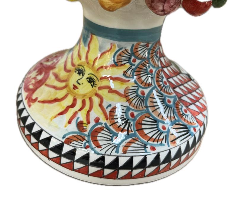 Pigna siciliana in ceramica  modello arlecchino Produzione artigianale di Caltagirone H 37cm
