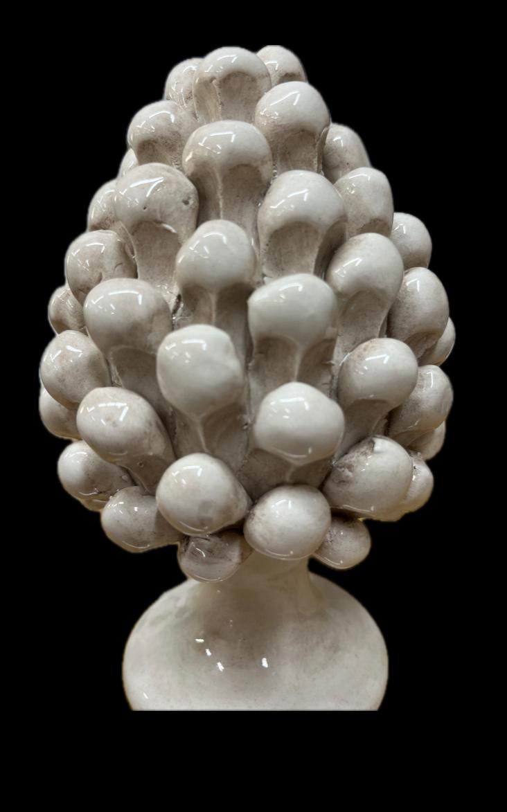 Pigna siciliana in ceramica monocolore fumè Produzione artigianale di Caltagirone H 15cm
