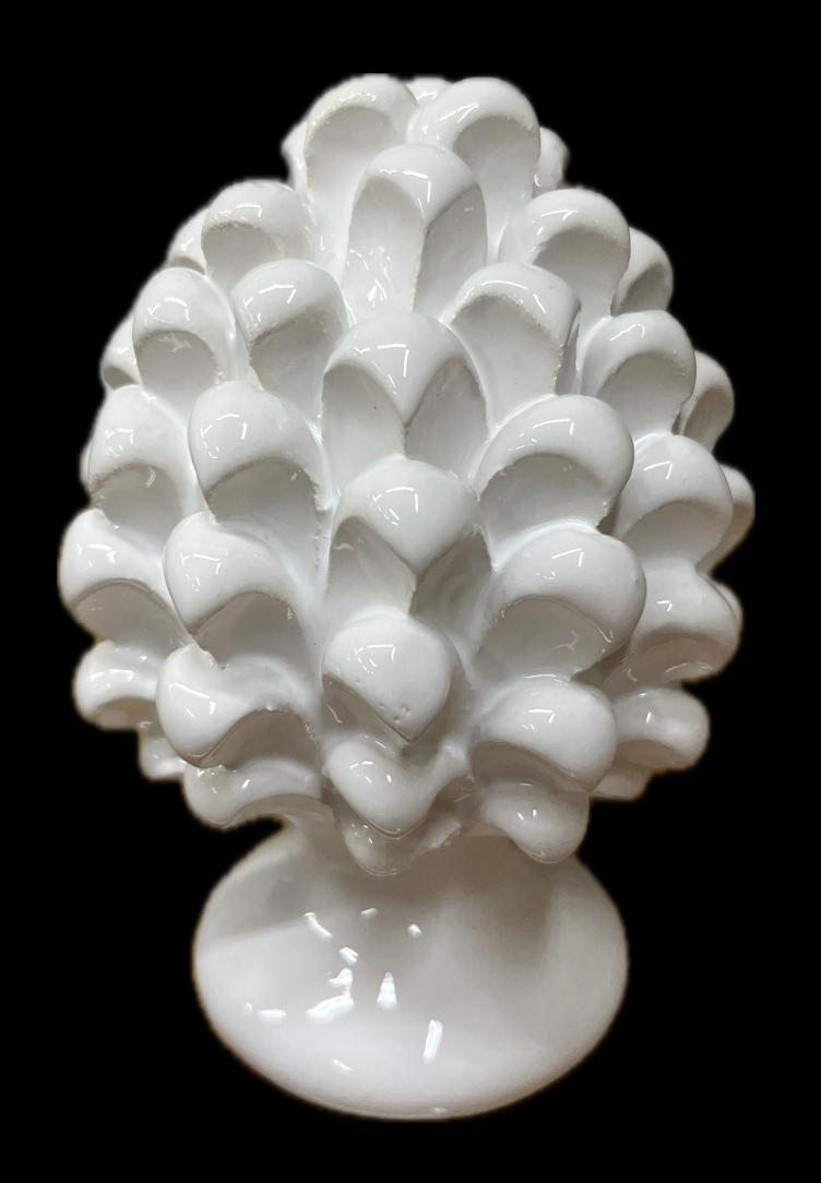Pigna siciliana in ceramica monocolore bianca Produzione artigianale di Caltagirone H 12cm