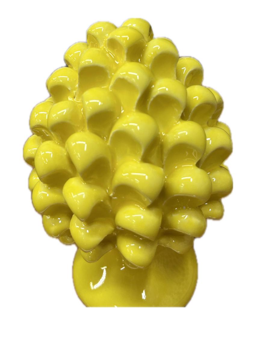 Pigna siciliana in ceramica monocolore giallo limone Produzione artigianale di Caltagirone H 12cm