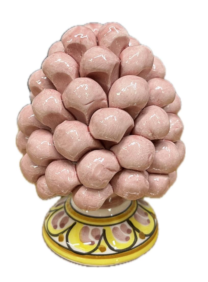 Pigna siciliana in ceramica con piede decorato Produzione artigianale di Caltagirone H 12cm