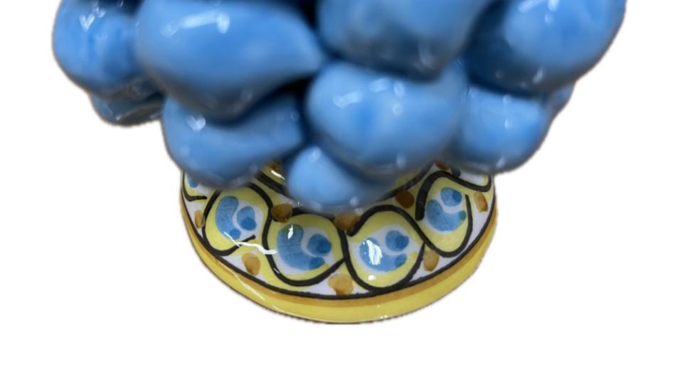 Pigna siciliana in ceramica con piede decorato azzurro Produzione artigianale di Caltagirone H 12cm