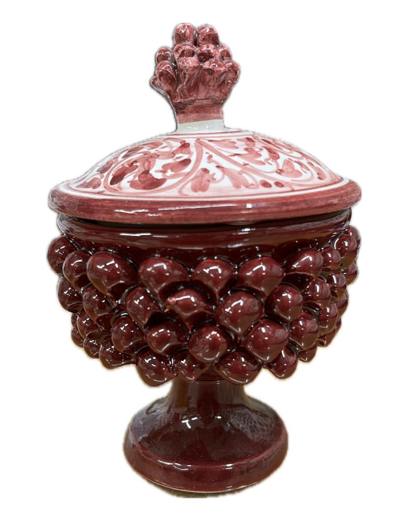 Portagioie a pigna bordeaux Produzione artigianale di Caltagirone H 17cm