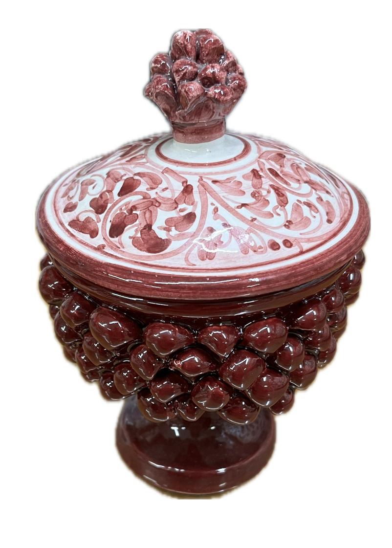 Portagioie a pigna bordeaux Produzione artigianale di Caltagirone H 17cm