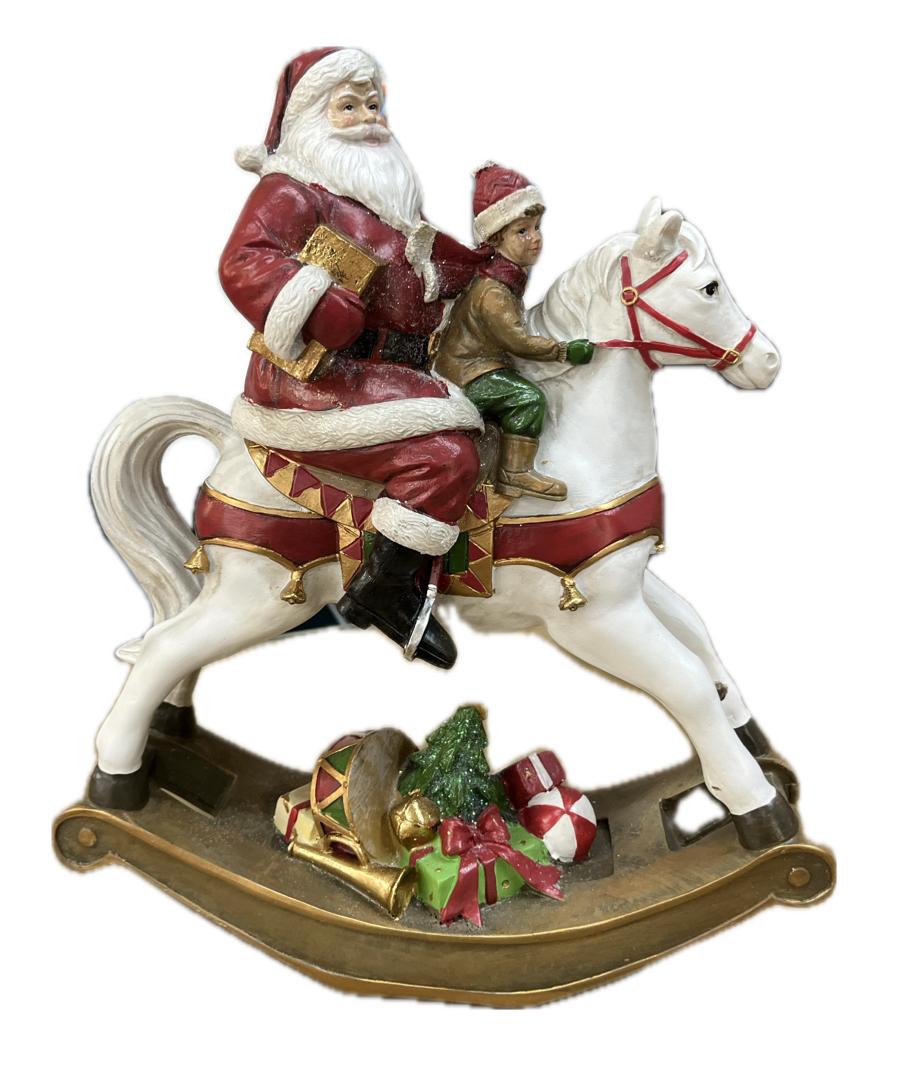 Babbo Natale sul cavallo H 35cm