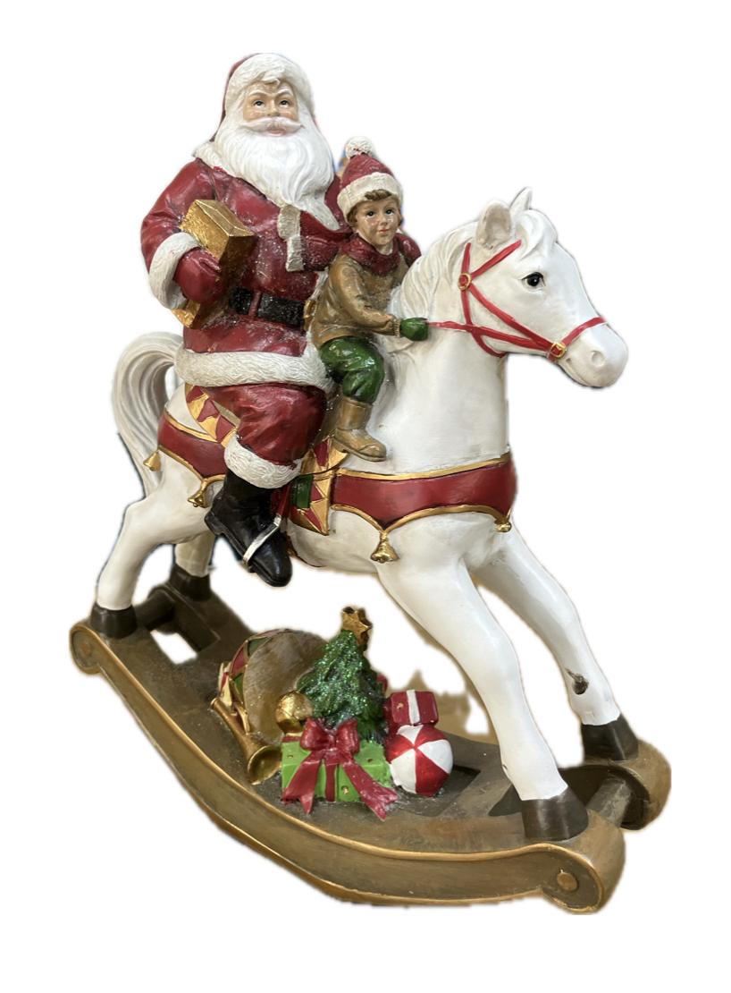 Babbo Natale sul cavallo H 35cm