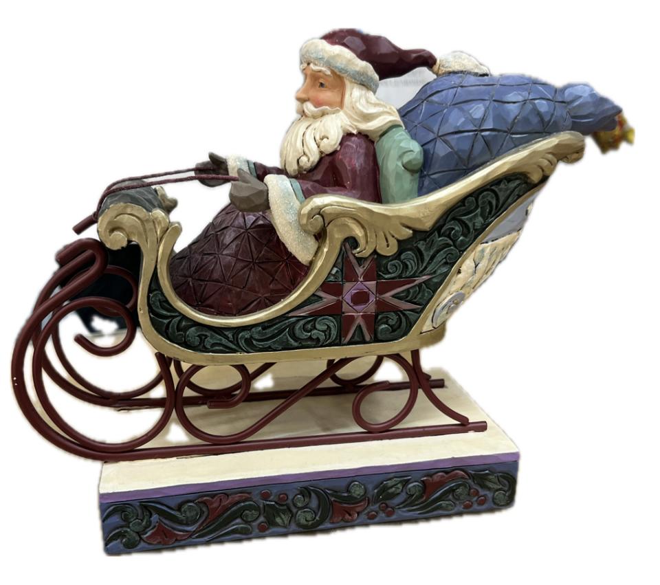 Babbo Natale con slitta Jim Shore Lunghezza 25cm