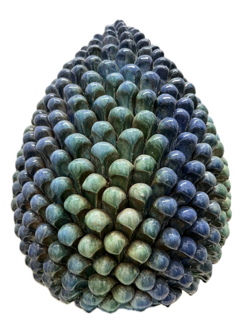 Pigna blu sfumato Produzione artigianale Santo Stefano di Camastra H 50cm