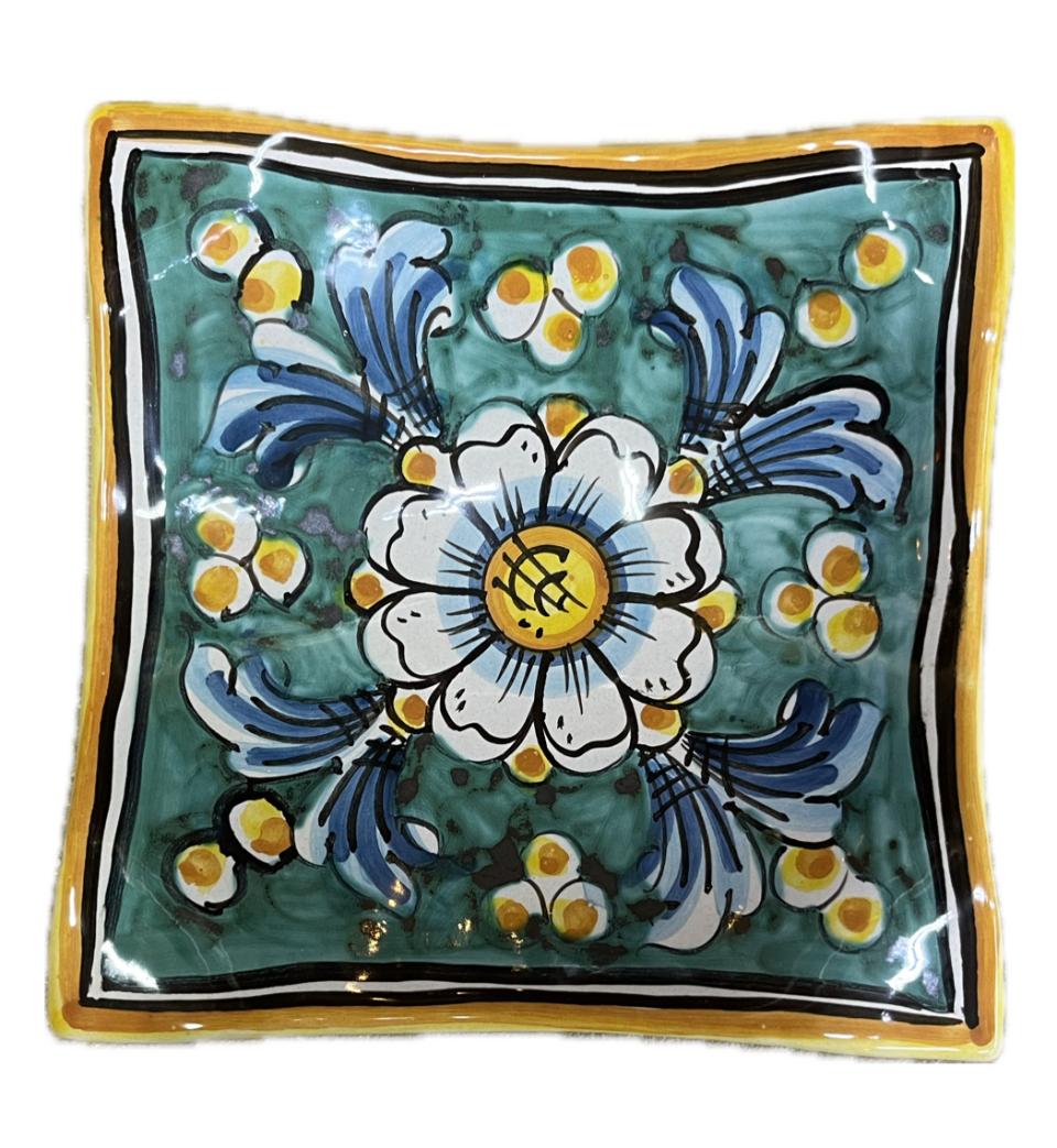 Svuota tasche/Porta caramelle decoro floreale Produzione artigianale di Caltagirone 21 x 21