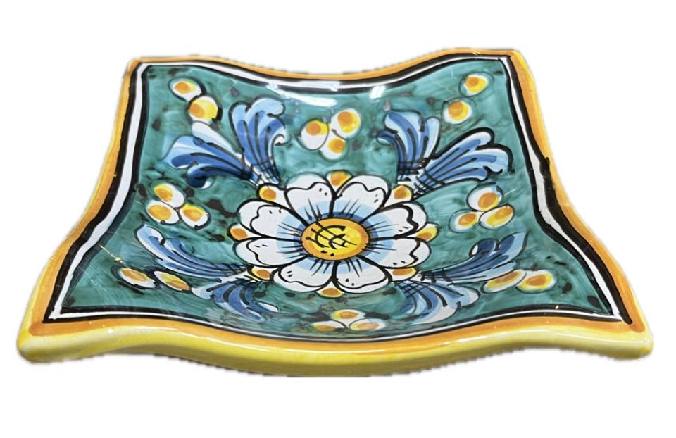 Svuota tasche/Porta caramelle decoro floreale Produzione artigianale di Caltagirone 21 x 21