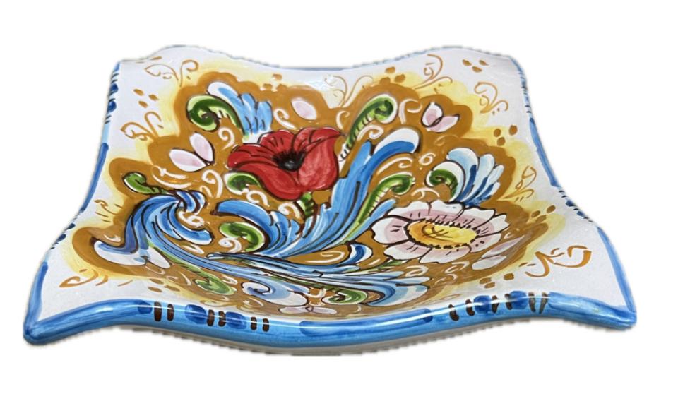 Svuota tasche/Porta caramelle con fiori Produzione artigianale di Caltagirone 21 x 21