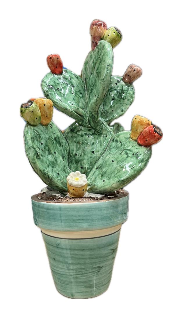 Piantina fico d'india Produzione artigianale di Caltagirone H 35cm