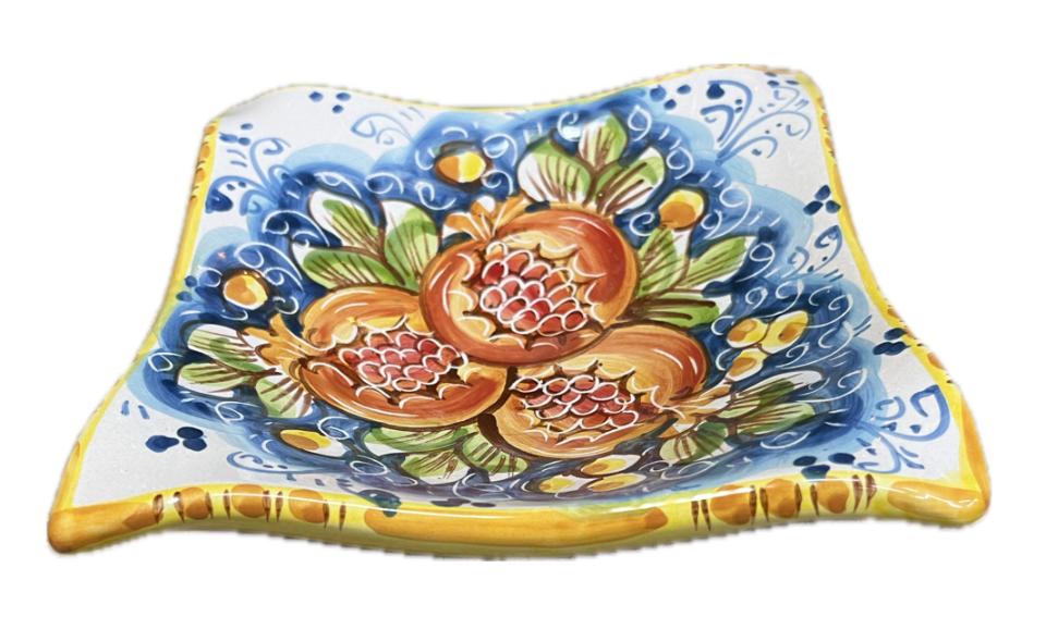 Svuota tasche/Porta caramelle con melograno Produzione artigianale di Caltagirone 21 x 21