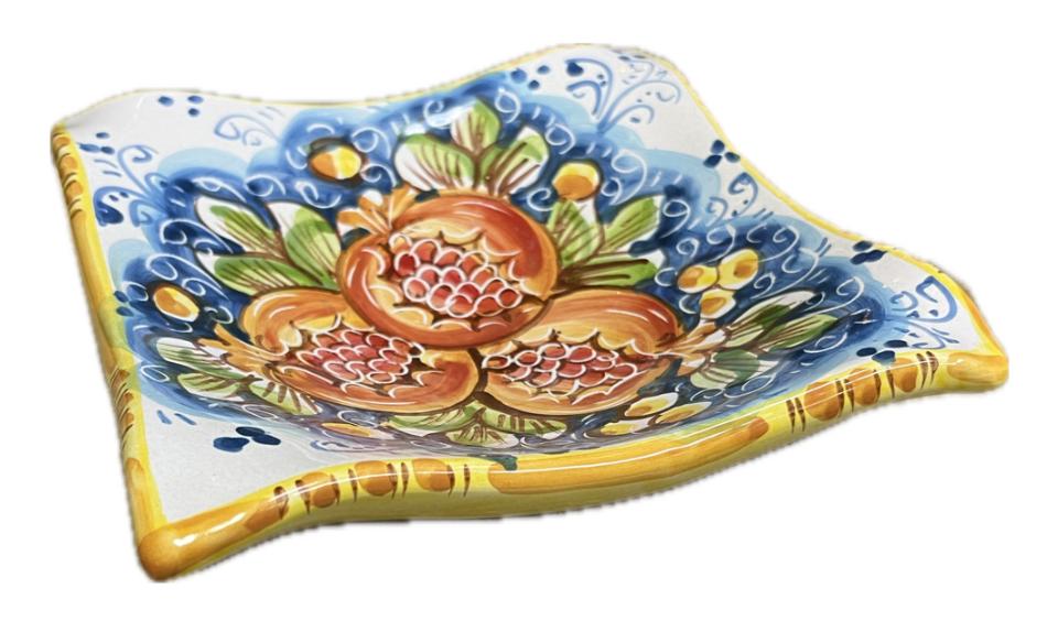 Svuota tasche/Porta caramelle con melograno Produzione artigianale di Caltagirone 21 x 21