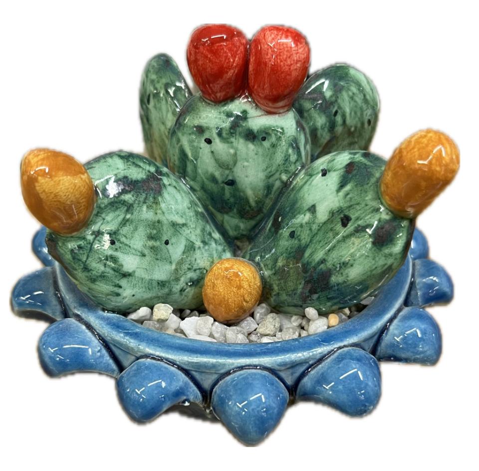 Piantina fico d'india Produzione artigianale di Caltagirone H 8cm