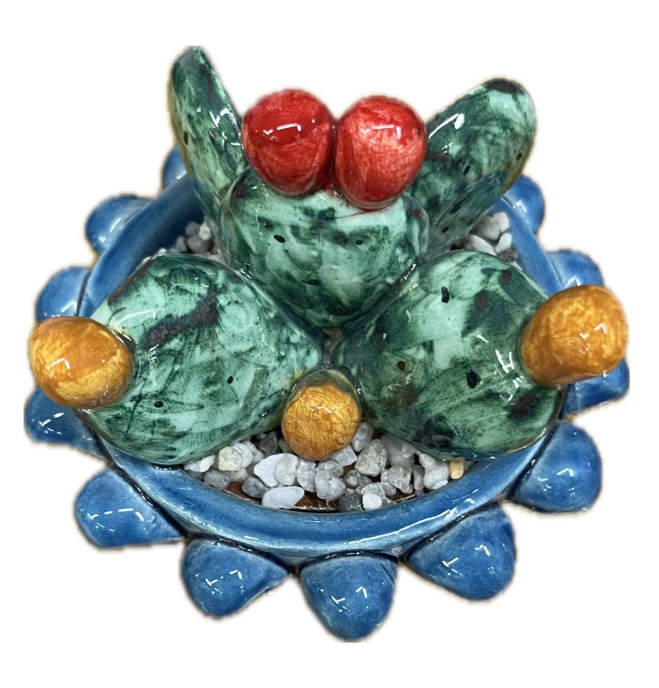 Piantina fico d'india Produzione artigianale di Caltagirone H 8cm