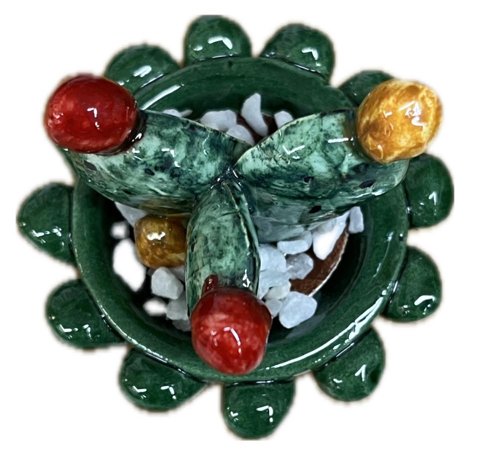 Piantina fico d'india in ceramica Produzione artigianale di Caltagirone H 5cm